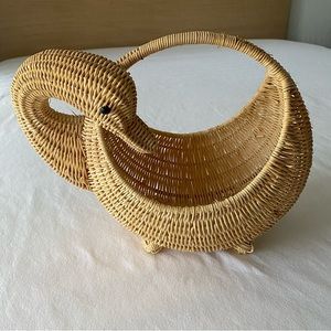 Vintage Wicker Swan Basket